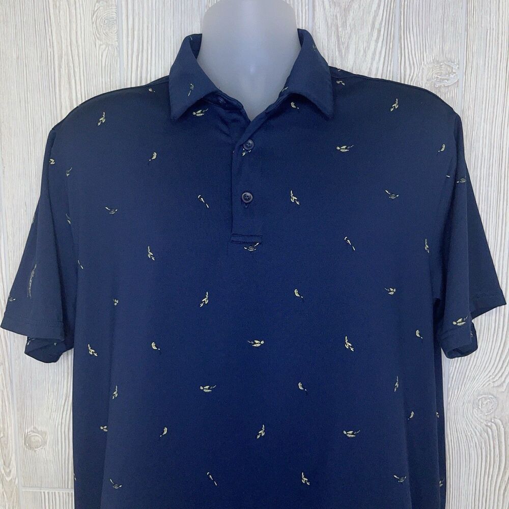 Under Armour The Playoff Polo Fly Fishing Lures Men's Size Large Blue Golf